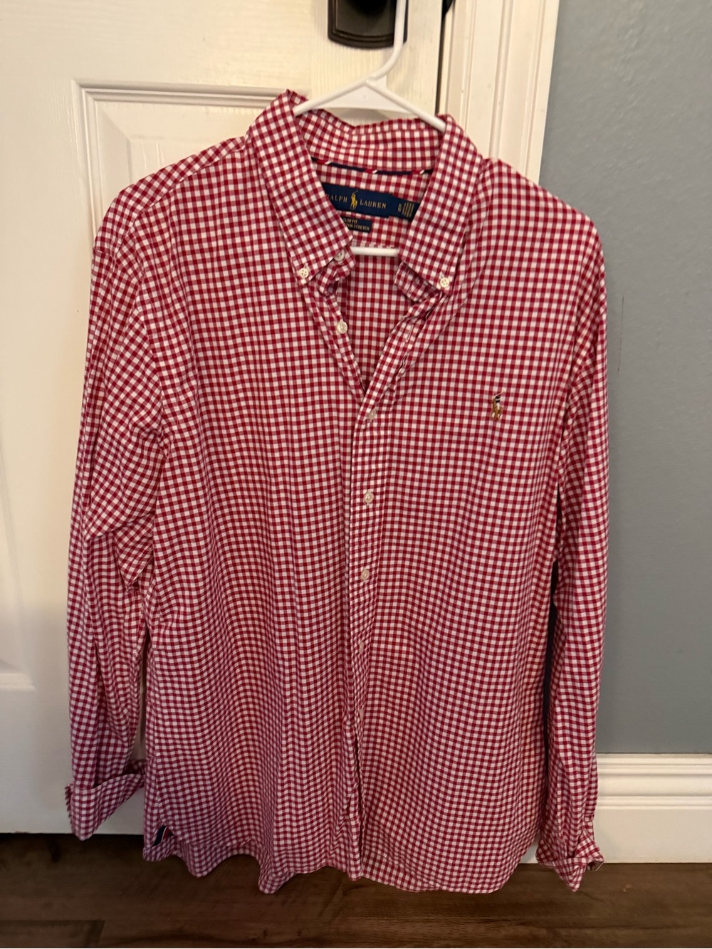 Ralph Lauren Red and White Gingham Button-Down Shirt - Men's